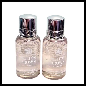 2 x Molton Brown Rhubarb & Rose Bad Duschgel Reisegröße 1 flüssige Unze 30ml Reise - Bild 1 von 17