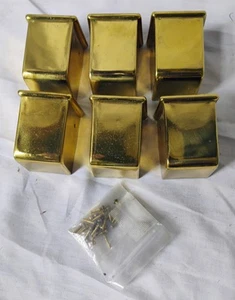 6 NOS Brass Duncan Phyfe Dinning Table Leg Toe Caps w, nails - Picture 1 of 3