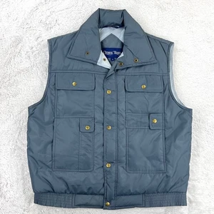 Ozark Trail Puffer Vest Mens MEDIUM Gray Quilted 7 POCKETS Utility Hike VINTAGE - Picture 1 of 13
