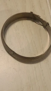 Vintage .925 Armband mit geätztem Scharnier und Sicherheitskette - Bild 1 von 5