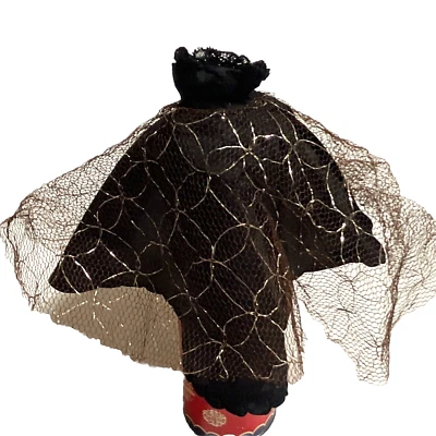 VTG FANCY Black Gold Brown Fish Net 1960s Uneeda Miss Suzett Tube Dress AS IS - Image 1 of 4