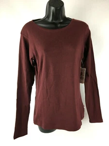 Women's Antigua Signature Cotton Long Sleeve Tee Top - Maroon - Size Large - Picture 1 of 9