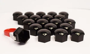 20 x 17 mm CUBIERTAS DE TUERCA/PERNO HEXAGONAL RUEDA + HERRAMIENTA NEGRA PARA COCHES PEUGEOT - Imagen 1 de 2