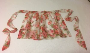 Vintage Lace Chiffon Women’s See Thru Apron Kitchen Pink Flowers - Picture 1 of 7