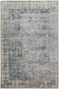 Teppich Vintage Handgewebt 160x230 cm Glanz Effekt Handweb creme blautöne - Bild 1 von 9