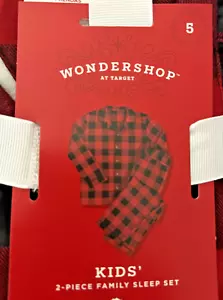 NWT Wondershop at Target RED BUFFALO CHECK Family Sleep Sets Size 5 KIDS 2-Piece - Picture 1 of 3