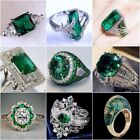925 Silver Rings Women Emerald fashion Wedding Engagement Ring Jewelry Size 6-10
