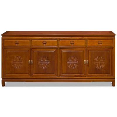 US SELLER - 72 Inch Natural Finish Rosewood Chinese Longevity Design Sideboard - Image 1 of 4