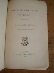WILLIAM MORRIS.The Life and Death of Jason. A Poem. Second EDIT revised.1868.H/B - Imagen 1 de 6