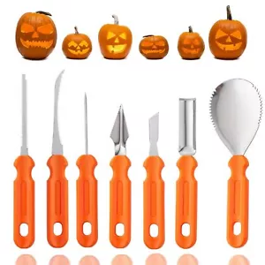 Pumpkin Carving Kit Tools Halloween 7 Pcs Professional Heavy Duty Carving Set... - Picture 1 of 6