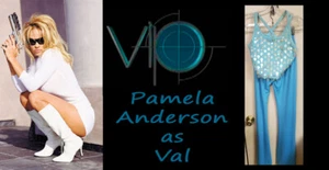 VIP V.I.P. Armario superior/pantalones Pamela Anderson 2 piezas con certificado de autenticidad de estudio - Imagen 1 de 3