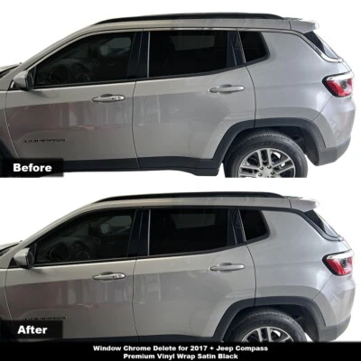 Kit de apagón cromado ventana precortada Crux Motorsports para 2017 + Jeep Compass Foto 1 de 3