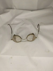 Vintage Antique Metal Round Circle Safety Glasses Goggles Industrial Steampunk - Picture 1 of 7