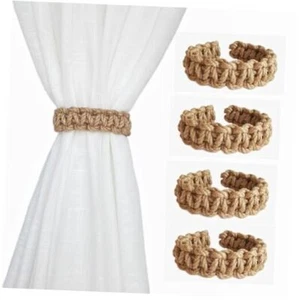 Braided Curtain Tiebacks for Drapes, Rustic Curtain holdbacks Set of 4, - Picture 1 of 7