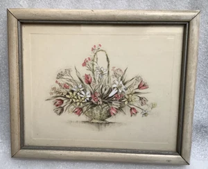 "Cesta de flores vintage con estampado enmarcado Buzza 5 1/2 x 4 1/2""" - Imagen 1 de 9