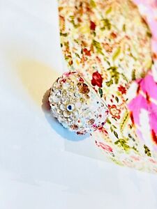 Swarovski Nirvana Fully Cut Crystal Glitter Pink White Chunky Ring, Size 55 UK N