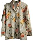Vintage Women Orange Yellow Rose Floral Polyester Long Sleeve Shirt 60s 70s M 32