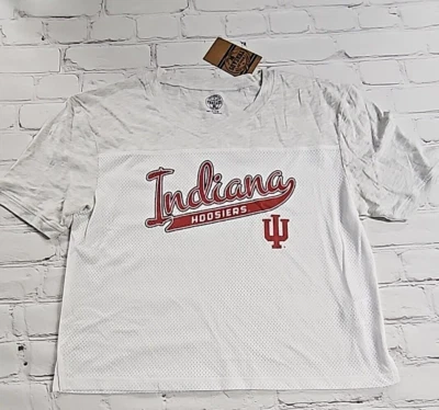 University Indiana Hoosiers NCAA SS Cropped Mesh Jersey Tee T-Shirt Women M  NEW - Image 1 of 4