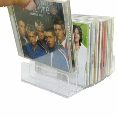Clear Acrylic CD DVD Holder Storage Media Organizer Shelf Stand Holds Upto 14 CD - Image 1 of 4