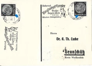 German Empire Munich Wrestling Tournament 1938 Special Cancel Document - Picture 1 of 1