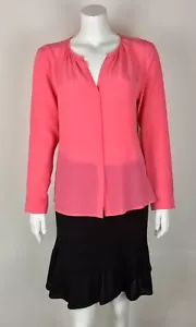 ECRU Women’s Silk Blouse NWT Button Down Shirt Solid Pink Long Sleeve Small S - Picture 1 of 5