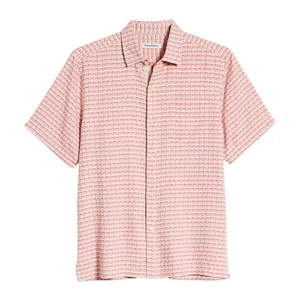 Tommy Bahama Giovanni Geo Mens Classic Fit Silk Camp Shirt (Small, Light Havana) - Picture 1 of 1