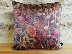 Liberty Arts Faria Flowers Secret Garden & Grey Velvet Fabric Cushion Cover  - Picture 1 of 12