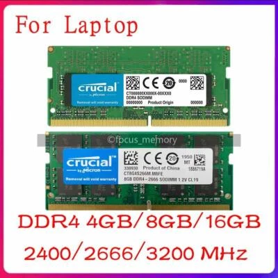 Crucial 4GB 8GB 16GB DDR4 Laptop 2400 2666 3200 MHz SO-DIMM 1,2V 260Pin Speicher - Bild 1 von 4