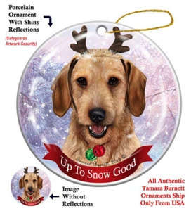 Up to Snow Good Ornament - Wirehaired Wheaten Dachshund - Picture 1 of 1