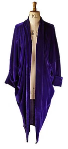 Baylis Knight Purple Velvet Duster Coat Oversize Boho Retro Festival opera - Picture 1 of 3
