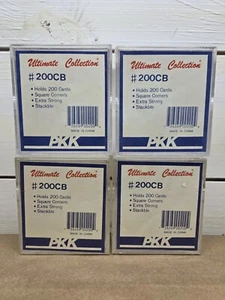 Lot Of 4 PKK 200 COUNT CLEAR 2-PIECE CARD STORAGE BOXES Case Sports Trading - Picture 1 of 3