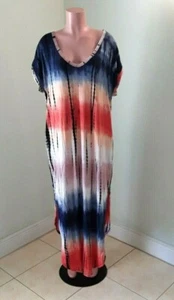 Multicolor Oversize Tie-dye Sleeveless Maxi Dress with Pockets  - Picture 1 of 7