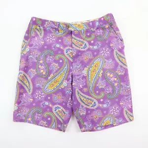 Loud Mouth Golf 11" Shorts Men's 34 Purple Paisley Cotton Blend Stretch Colorful - Picture 1 of 6