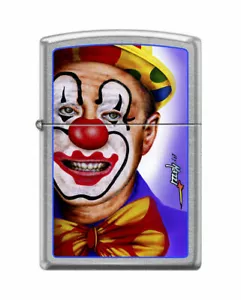 "Mazzi-Clown Face" Brushed Chrome Finish ZIPPO LIGHTER - Picture 1 of 1