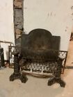 Vintage cast iron grate fireplace fireback fire basket Gold Tone