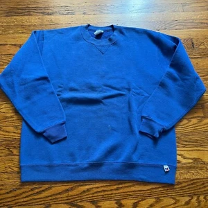 Vtg Russell Athletics Sweatshirt Men's L Blue Blank Made In USA Crewneck Casual - Picture 1 of 8