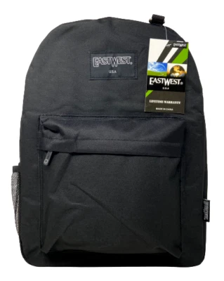 EastWest Black 16.5 Inch Polyester Padded Shoulder Straps Backpack 1011 New  - Image 1 of 2