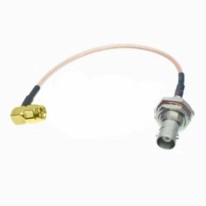 Cavo Adattatore BNC Maschio con Dado Paratia per Connettori SMA Angolo Retto Fem - Zdjęcie 1 z 5