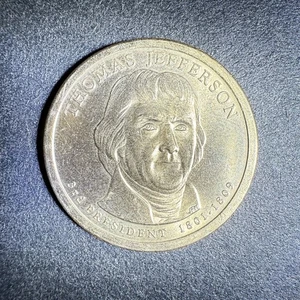 Thomas Jefferson Presidential Dollar Coin 2007 P Engraved Edge - Picture 1 of 2