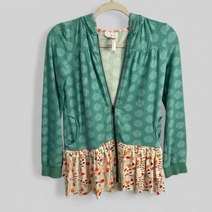 Matilda Jane 435 hooded jacket mixed media cottagecore ruffle retro size 14 - Picture 1 of 9