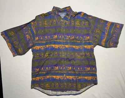 Vintage Introspect Jeanswear Shirt XL 90s Abstract Pattern Multicolor Button Up - Image 1 of 4