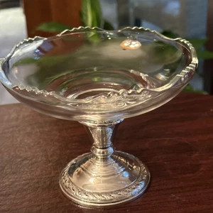 Vintage Amston Sterling Silver/Glass Compote 540, Convertible to Candlestick - Picture 1 of 7