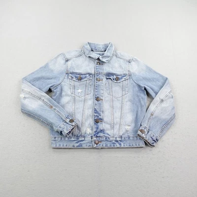 Chaqueta Hollister Para Hombres Pequeña Azul Denim Jean Abrigo Envejecido Camionero Preppy Y2K Foto 1 de 4