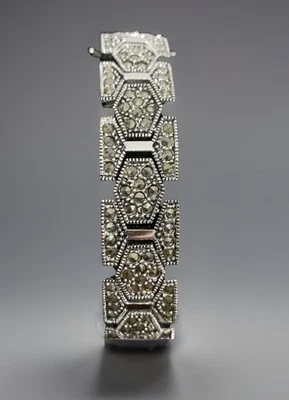Cabaret MARCASITE  Bracelet signed PL Art Deco Vintage Elegant Park Lane $240. - Image 1 of 4