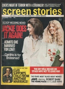 Screen Stories Magazine September 1975Jackie Kenedy Elvis Jaws Robert Shaw - Picture 1 of 4