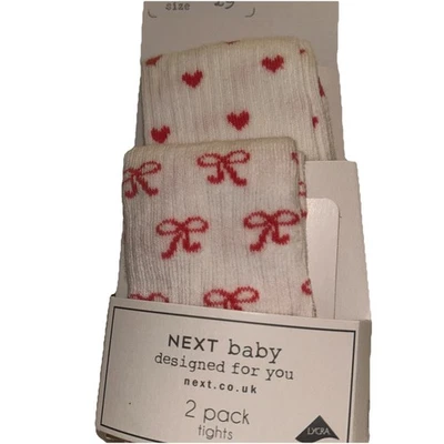 Next Medias blancas recién nacidas con diseño de corazones y lazos rosas ~ mezcla de algodón Foto 1 de 2