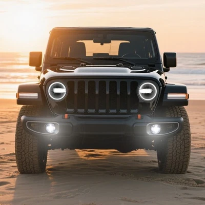 9" LED DRL HEADLIGHTS 4'' FOG LIGHTS FOR JEEP WRANGLER JL GLADIATOR JT 2018-2024 - Image 1 of 4