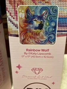 Diamond Art Club Kit Rainbow Wolf 17x17 DIY Diamond Art Kit Complete New NIB - Picture 1 of 4