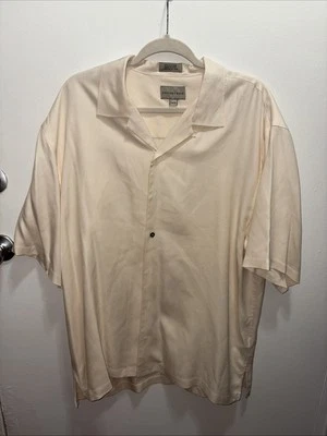Cutter And Buck 100% Silk Mens Button Up Shirt Beige Size XL - Image 1 of 4