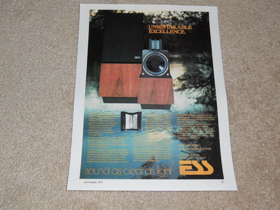 ESS amt-1 динамик объявление, 1977, статья, информация, 1 страница, редкая и красивая! - Изображение 1 из 1